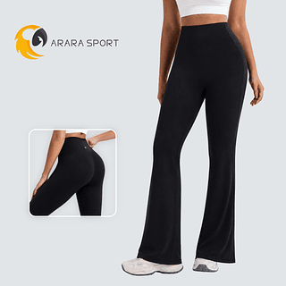 Calça Legging Flare Poliamida Amanteigada Cintura Alta Bailarina Zero Transparência Fitness Sem Empina