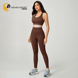 Conjunto de Calça e Top Nadador Poliamida Premium Sem Empina Academia Cintura Alta Sem Costura Fitness
