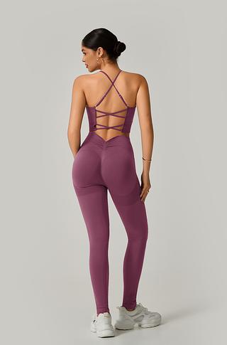 Conjunto Calça E Top Alça Fina Cruzada Nas Costas Legging Com Empina Zero Transparente Poliamida Premium