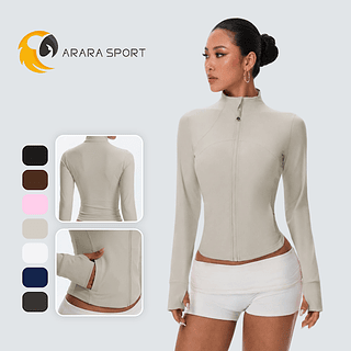 Casaco Jaqueta Poliamida Premium Fitness Com Zíper Dente Grosso Fura Dedão E Bolso Lateral Modelo Slim