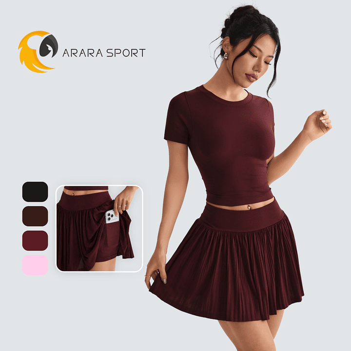 Conjunto Short-Saia e Cropped Poliamida Premium