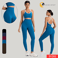 Conjunto de Calça e Top Cruzado nas Costa Poliamida Premium Cintura Alta Sem Empina Fitness