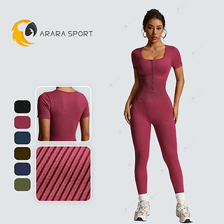Macacão Poliamida Canelado Premium Sem Empina Academia Fitness de Manguinha