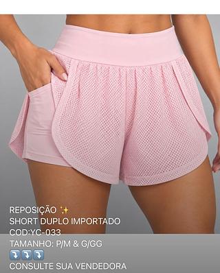 Short Duplo Com Bolso Lateral Sem Empina Telinha Poliamida Fitness