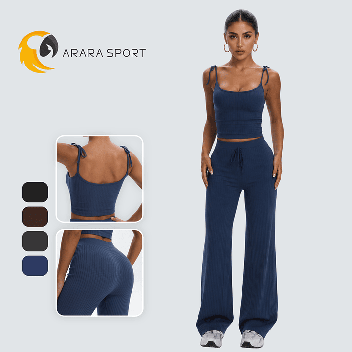 Conjunto Calça Pantalona e Cropped de Alcinha
