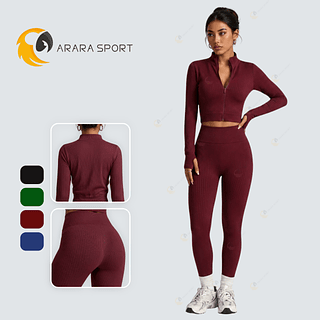 Conjunto Casaco Jaqueta E Calça Legging Canelada Poliamida Premium Sem Empina Para Frio Feminino Academia