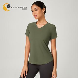 Camiseta Básica Gola V Feminina Dry Fit Tecido Respirável Para Academia Caminhada Corrida