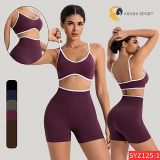 Conjunto de Short e Top de Alcinha Poliamida Premium Sem Empina Cintura Alta Fitness