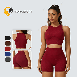 Conjunto Short Poliamida Premium Sem Empina Cintura Alta Academia Fitness