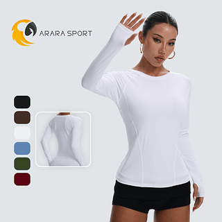 Blusa Manga Comprida Proteção UV Modelagem Slim Poliamida Amanteigada Feminina