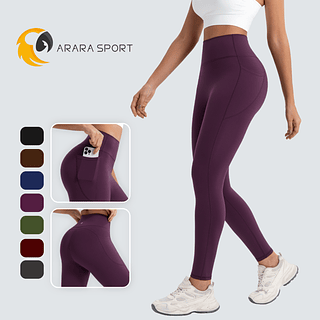 Legging De Treino Cintura Alta Com Bolso Lateral Poliamida Lisa Zero Transparente Conforto Estilo Sem Empina
