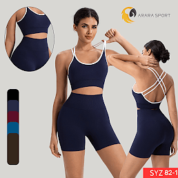 Conjunto de Short e Top Cruzado nas Costa Poliamida Premium Sem Empina Cintura Alta para Academia