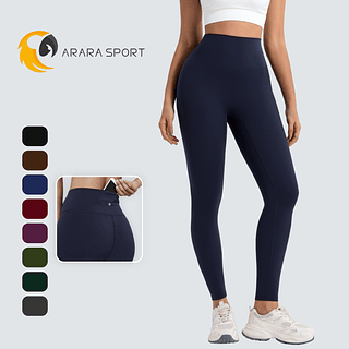 Legging De Treino Cintura Alta Com Bolso Na Cintura Poliamida Lisa Zero Transparente Conforto Estilo Sem Empina
