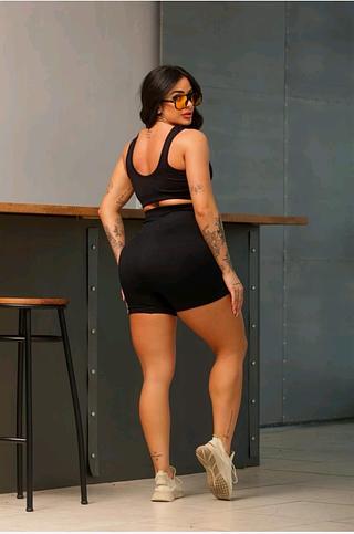 Conjunto Short Canelado Sem Empina Poliamida