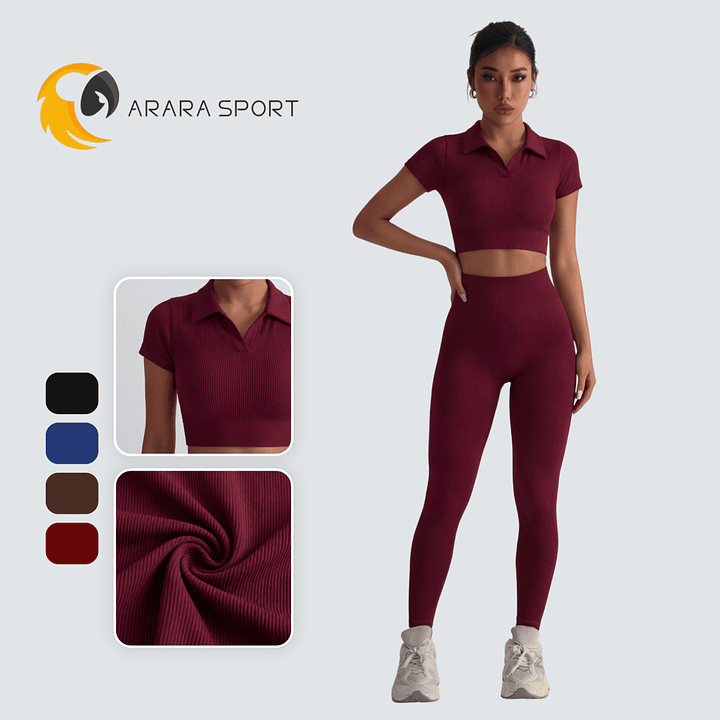Conjunto Calça e Top Polo Canelado Poliamida