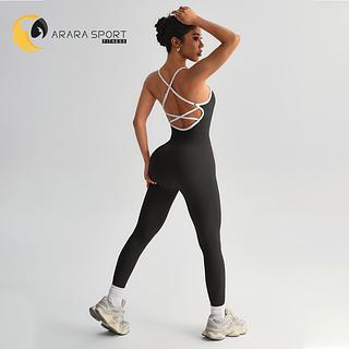 Macacão Poliamida Premium Sem Empina Cruzado nas Costa Sem Costura Academia