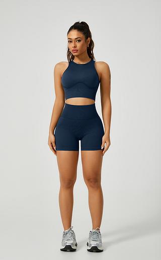 Conjunto Short Poliamida Premium Sem Empina Cintura Alta Academia Fitness