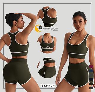 Conjunto de Short e Top Nadador Poliamida Premium Sem Costura Academia Sem Empina Fitness