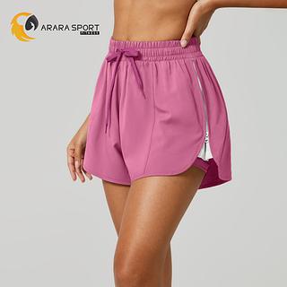 Short Duplo Com Bolso E Zíper Lateral Básico Premium Para Caminhada Academia Corrida